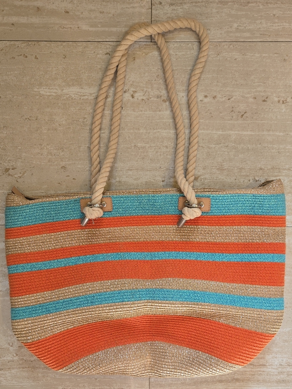 BLUE Saks Fifth Avenue Multi-Color Striped Tote Bag
